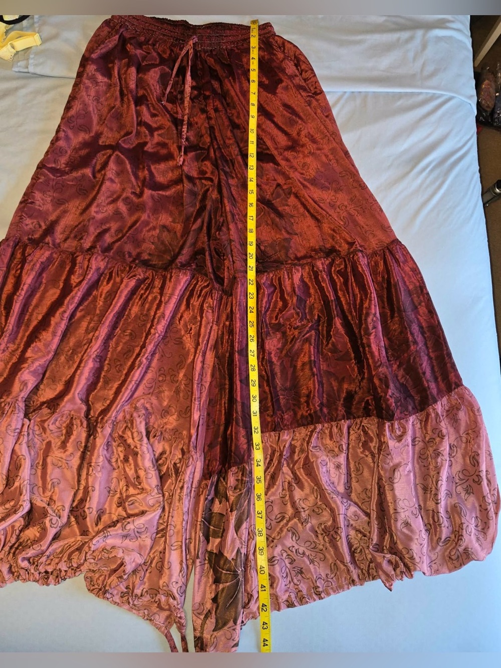 Wild Child Bohemian Tiered Wide-leg Satin Pants Size Large NWOT